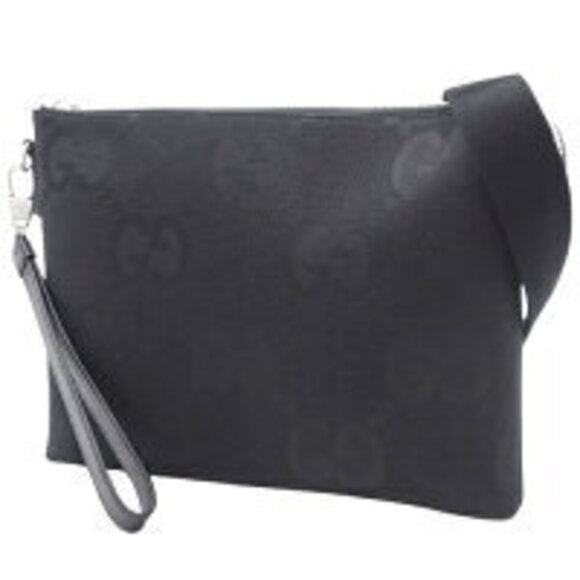 Gucci Jumbo GG Messenger Bag Crossbody Clutch Canvas Black - Picture 2 of 7